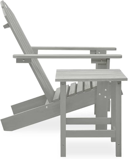 Grey Solid Fir Wood Large Ergonomic Garden Chair and Table Combo with Smooth Matte Finish for Outdoor Relaxation Patio Furniture