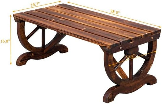 Outdoor Garden Bench,Seat Bench Patio Furniture for Porch,Park Patio Seating, Patio Bench for Porch, Backyard and Garden 38.58"" L x 19.69"" W x 15.75"" H, Brown