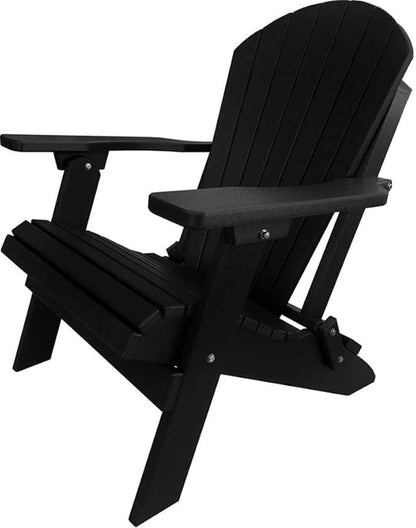 DuraWeather Poly® Classic King Size Folding Adirondack Chair (Black)