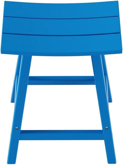 Costaelm All-Weather Bar Stools Set of 2, 24" Height Outdoor Bar Stools, Adirondack Poly Patio Bar Stool for Patio, Deck, Kitchen Counter and Garden, Pacific Blue