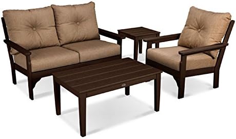 Polywood® Vineyard 4-Piece Deep Seating Set in Mahogany/Sesame