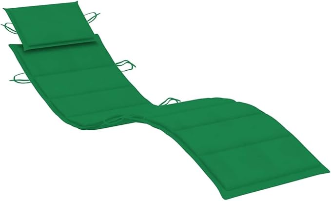 Patio Sun Lounger Set of 2, Outdoor Chaise Lounge Chairs with Cushions, Solid Acacia Wood Frame, Green Polyester Fabric - Photo 6