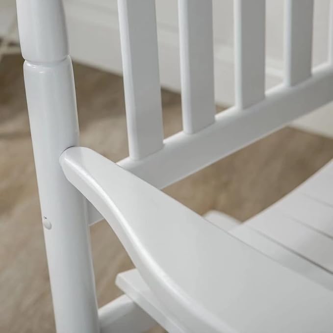 Outdoor Wooden Rocking Chair for Patio and Porch - Traditional Indoor Outside Furniture Rocker for Lawn, Backyard and Garden, White