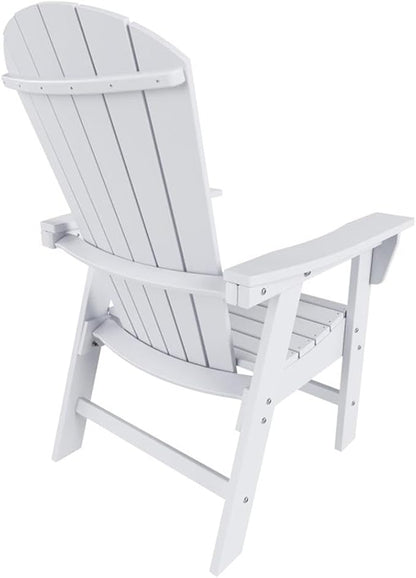 Costaelm Outdoor Adirondack Chair, HDPE Patio Balcony Pool Chair, Modern Front Porch Fire Pit Backyard Chair, Garden Resin Lounge Chair for Outside, White