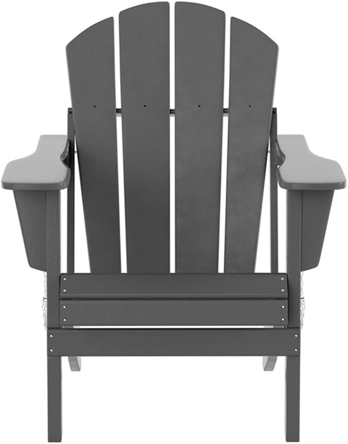 Costaelm Outdoor Folding Chair, Outdoor Seating Folding Firepit Chairs, All Weather Poly Adirondack Chair for Deck Backyard Garden Lawn Pool Patio, Gray