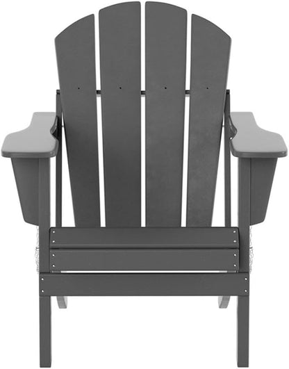 Costaelm Outdoor Folding Chair, Outdoor Seating Folding Firepit Chairs, All Weather Poly Adirondack Chair for Deck Backyard Garden Lawn Pool Patio, Gray