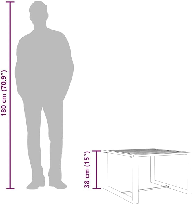 vidaXL Aluminum Coffee Table in Anthracite - Indoor/Outdoor Versatile and Modular Design - Easy to Assemble