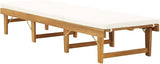 Acacia Wood Folding Chaise Lounge, 78.7"x24"x33.9", Adjustable Reclining, Brown/Beige, Pool Patio Garden - Photo 3