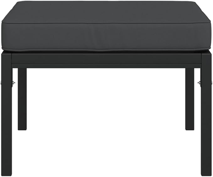 Patio Footstools with Gray Cushions 2 pcs 23.6"x23.6"x13.8" Steel Outdoor Chairs Furniture Balcony Furniture Suitable - Photo 5