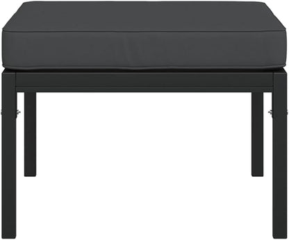 Patio Footstools with Gray Cushions 2 pcs 23.6"x23.6"x13.8" Steel Outdoor Chairs Furniture Balcony Furniture Suitable for Gardens, Pools, patios.