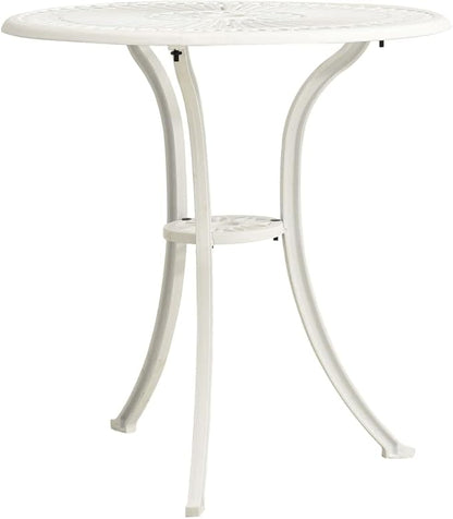 vidaXL Garden Table White Cast Aluminum Medium Durable Garden Table