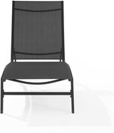 Pemberly Row Outdoor Chaise Lounge Chair, Charcoal Textilene Sling Fabric, Matte Black Powder-Coated Steel Frame - Photo 5