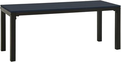 Garden Bench, Rectangular Vintage Steel Outdoor Bench 43.3 Inch WPC Surface Metal Bench for Garden Patio Balcony