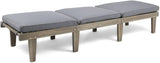 Acacia Wood Outdoor Chaise Lounge Chair with Cushion, Adjustable Recline Patio Lounger for Pool - Photo 4