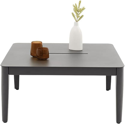 Patio Coffee Table Square Outdoor Coffee Table for Outside All-Weather Aluminum Outdoor Coffee Tables for Balcony Garden Lawn, Grey