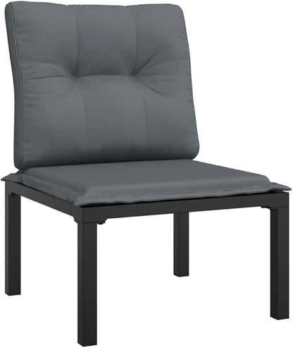 3-Piece Garden Lounge Set Black and Grey Modular Outdoor Furniture with Weather-Resistant Cushions for Patio Balcony Garden
