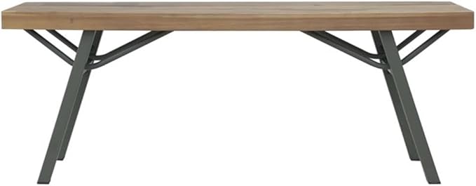 BOWERY HILL 47.2" Solid Acacia Wood and Steel Garden Bench, Brown and Gray Oiled Finish, Rectangular Outdoor Bench, Weather-Resistant Patio Seating for Garden, Terrace, or Balcony, Seats 2 Adults