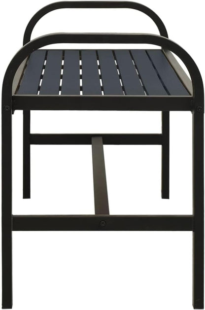 Black Steel WPC Standard Durable Garden Bench for Patio Backyard, 3-Person Seating Vintage Style Outdoor Furniture with Heavy-Duty Frame