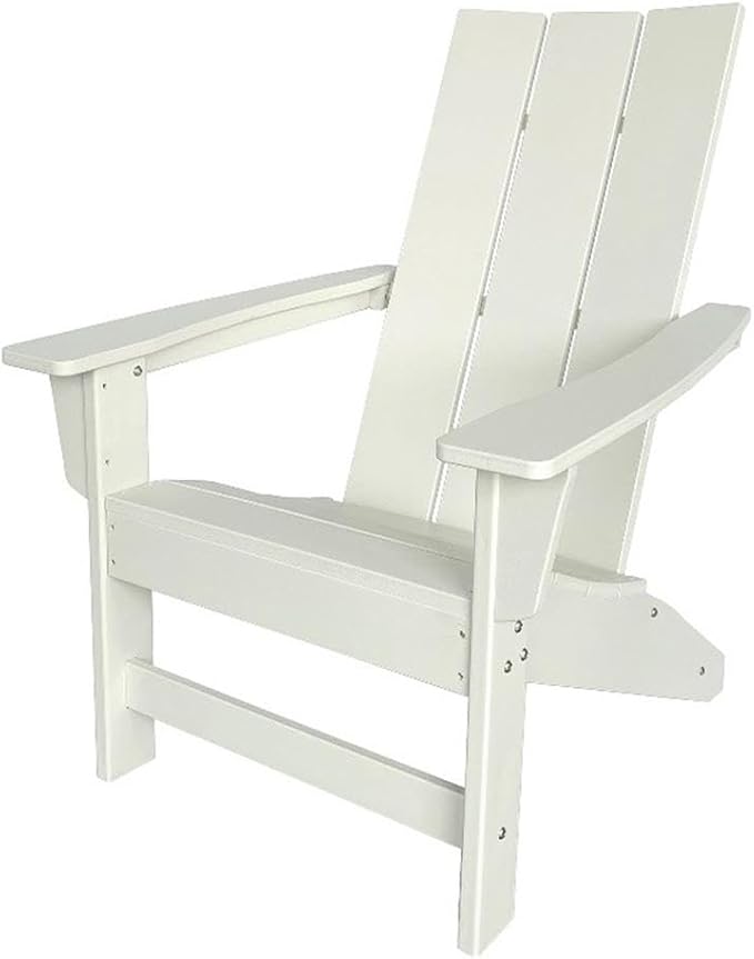 Pemberly Row Modern Resin Adirondack Chair, Weatherproof HDPE Plastic, White Finish, 35.5" H x 29" W x 32" D, Folding Design, UV-Protected Scratch-Resistant Surface, Indoor/Outdoor Patio Porch Garden
