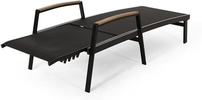 Christopher Knight Home Teresa Outdoor Aluminum Chaise Lounge with Mesh Seating (Set of 2), Black