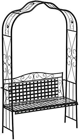 MANDALAY IRON PATIO ARBOR BENCH in ANTIQUE BLACK - PATIO FURNITURE
