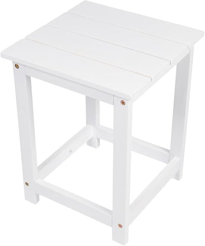 Pemberly Row Modern Acacia Wood Outdoor Patio Side Table, White Finish, Durable Weather-Resistant Construction, Slatted Design, Indoor/Outdoor Use for Patio, Garden, Living Room or Bedroom