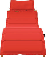 Solid Acacia Wood Outdoor Lounge Chair Red Folding Sun Lounger Adjustable Recliner for Poolside Tanning Garden Patio - Photo 4
