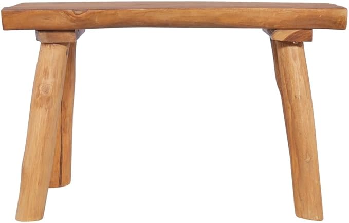 Natural Teak Solid Wood Garden Bench 31.5 Inch Durable Outdoor Seating for Patio and Garden, Classic Design with Spacious Seating for Two, Weather-Resistant and Easy