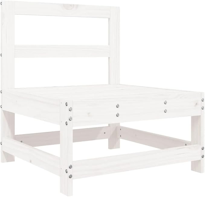 White Solid Pine Outdoor Sectional Sofa 26x24.4x27.8 in Modern Modular Garden Lounge Set Seats 3 for Patio Balcony or Backyard
