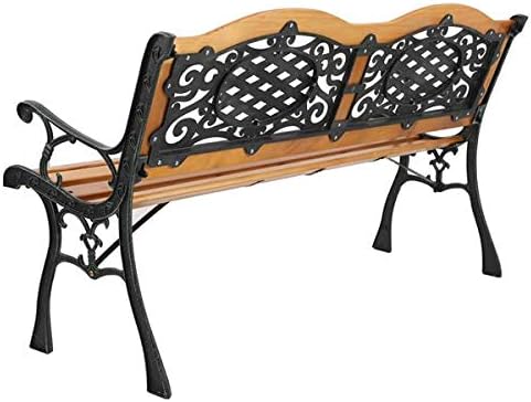 Garden Bench Outdoor Bench for Patio Metal Bench Park Bench with Armrests Sturdy Steel Frame Furniture Metal Bench for Yard Porch Clearance Work Entryway (Brown)