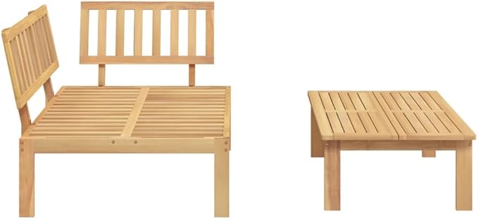 vidaXL Patio Pallet Sofa Set - 2 Pc Acacia Wood Outdoor Garden Table and Corner Sofa - Modular Furniture for Deck, Patio, Backyard