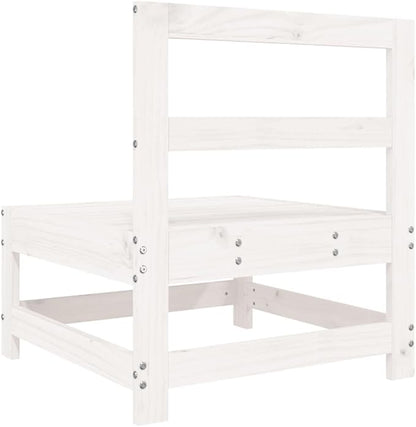 Rustic White Outdoor Sectional Sofa Unit 24.4" Square Solid Pine Wood Modular Patio Couch for Garden Balcony