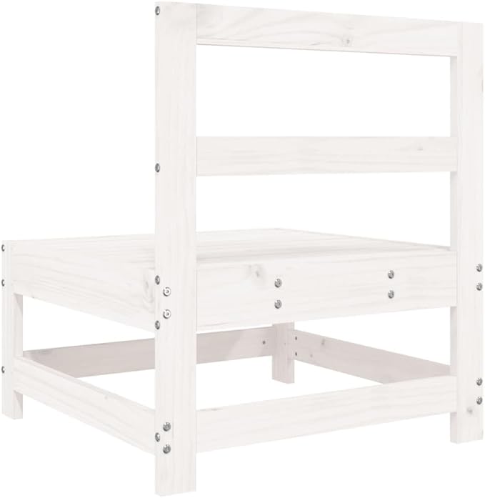 Outdoor Sectional Loveseat White Rustic Solid Pine Wood 24x24x28 in Modular Patio Couch for Garden Balcony Seating Sets