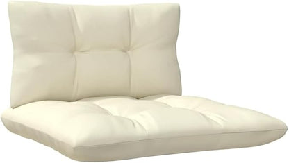 vidaXL 3 Piece Patio Lounge Set - Solid Pinewood/Cream Cushions - Garden Outdoor Furniture - Stool/Table Included
