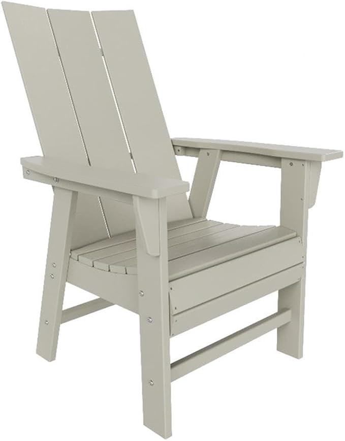 Costaelm Outdoor Adirondack Chair, HDPE Patio Balcony Chairs, Portside Seashell Nautical Curveback Adirondack Chair and Fire Pit Chairs, Sand