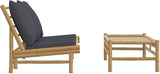 2-Seat Patio Loveseat Outdoor Couch Dark Grey Bamboo Fiber Lounge Sofa 39.4 x 21.7 x 13 in with Cushions for Balcony - Photo 5