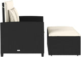 vidaXL Patio Sofa 2-Seater Garden Bench Storage Bed - PE Rattan, Black/Cream, UV-, Outdoor Lounge, 45.3"x29.5"x35.8" - Photo 9