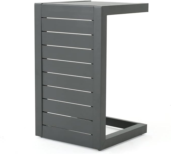 Christopher Knight Home Cape Coral Outdoor Aluminum C-Shaped Side Table, Grey