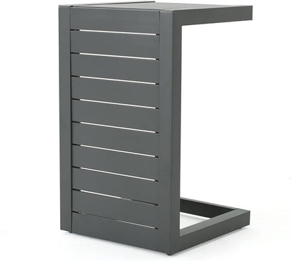 Christopher Knight Home Cape Coral Outdoor Aluminum C-Shaped Side Table, Grey