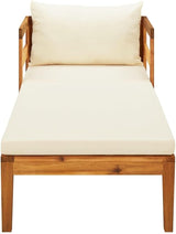 Sun Lounger with Cream White Cushions Solid Acacia Wood Outdoor Chairs Furniture Outdoor Patio Furniture Set Suitable - Photo 3