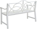 Outdoor Patio Garden Bench, Iron Metal Steel Park Bench with Backrest and Armrest, Slatted Seat for Yard Porch Balcony - Photo 6