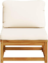 Acacia Outdoor Sectional 28.7" Modular Couch, Oil Brown Frame, Cream Cushions, Slatted Drainage - Photo 4