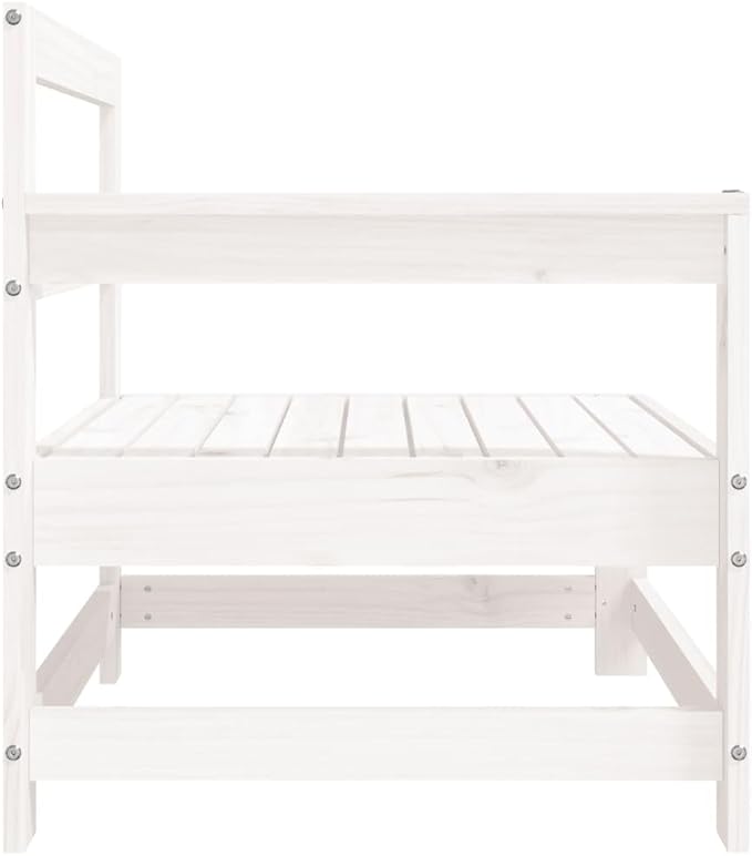 2-Piece Garden Corner Sofa Set, Solid Pine Wood Modular Outdoor Patio Furniture, Rustic White Wooden Seating for Balcony, Terrace, and Backyard, 2-Person Conversation Set