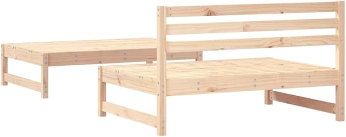 2-Piece Garden Lounge Set Natural Pine Solid Pine Wood and Plywood Modular Outdoor Furniture for Patio, Comfortably Seats Four, Rustic Style Weather-Resistant Durable