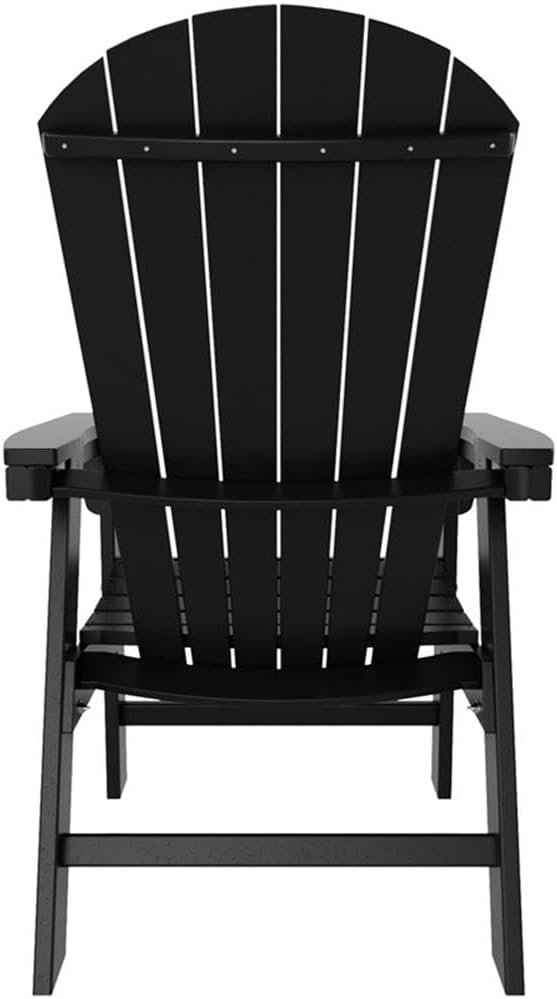 Costaelm Outdoor Adirondack Chair, HDPE Patio Balcony Pool Chair, Modern Front Porch Fire Pit Backyard Chair, Garden Resin Lounge Chair for Outside, Black