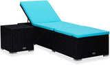 Black PE Rattan Sun Lounger, Powder-Coated Steel Frame, Adjustable Outdoor Chaise Lounge Chair with Cushion - Photo 1