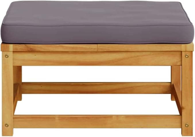 Outdoor Ottoman Dark Grey 24.8"x24.8"x11.8" Acacia Wood Patio Sectional Footstool with UV Resilient Cushion Modern - Photo 5