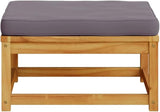 Outdoor Ottoman Dark Grey 24.8"x24.8"x11.8" Acacia Wood Patio Sectional Footstool with UV Resilient Cushion Modern - Photo 5