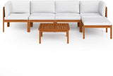 6-Piece Acacia Wood Modular Garden Lounge Set with Weather-Resistant Cushions, Corner Sofas, Coffee Table - Photo 3