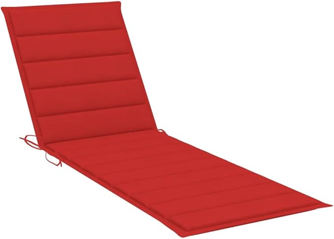 Red Acacia Wood Adjustable Chaise Lounge with Wheels & Cushion, 78.7"x23.6"x33.5", Outdoor Patio Recliner - Photo 8